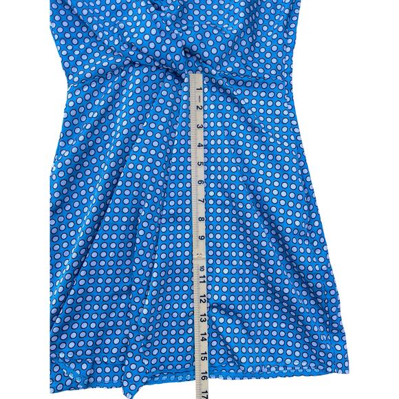 Missguided Polka Dot Twist Front Mini Dress Long Bell Sleeve Blue White - Size 0 - Picture 8 of 11